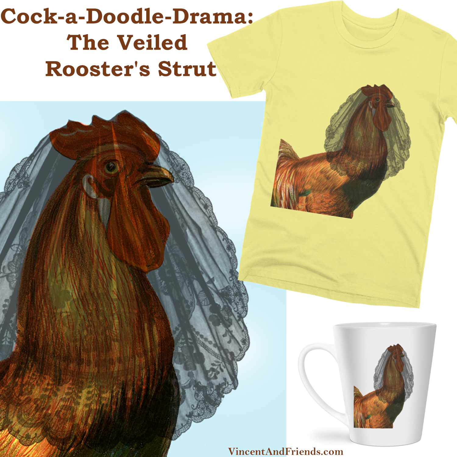 rooster drama t-shirt