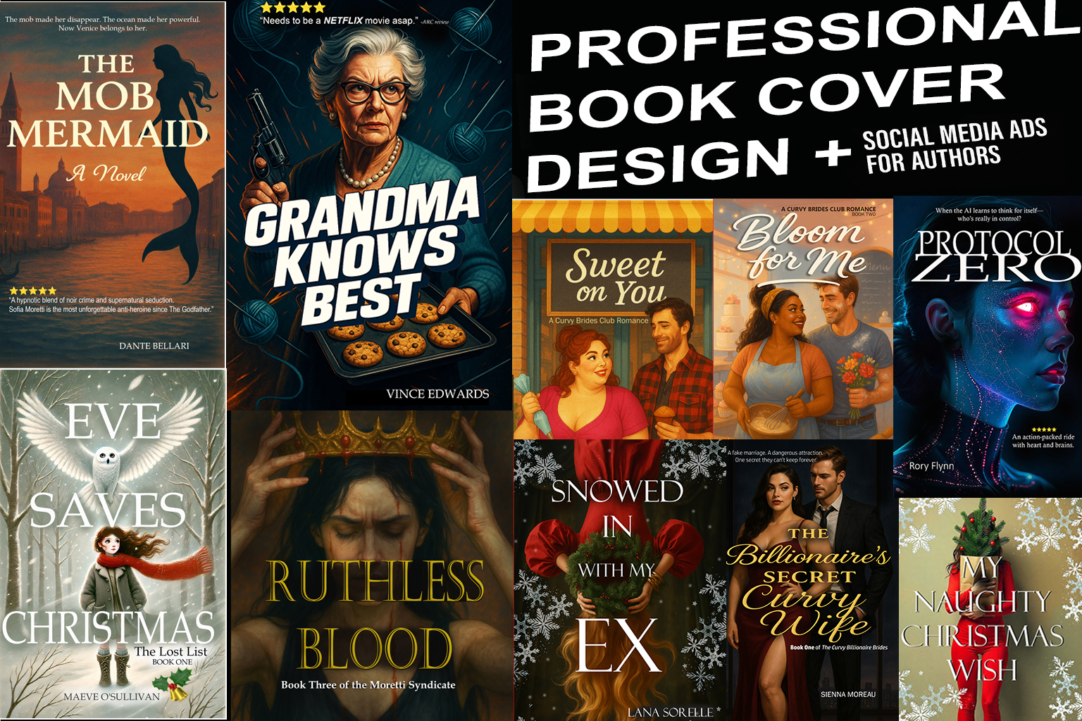 book cover design and social media ads and promotion for self published authors